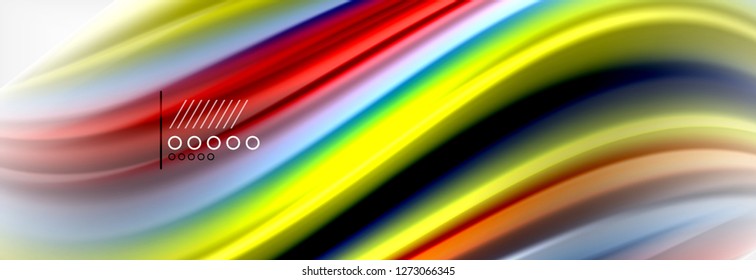 Abstrakte Wellenlinien Flüssiges Regenbogen-Stil Farbstreifen Hintergrund. Vektorgrafik zur Präsentation, App-Bildschirmhintergrund, Banner oder Poster