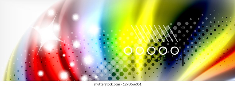 Abstrakte Wellenlinien Flüssiges Regenbogen-Stil Farbstreifen Hintergrund. Vektorgrafik zur Präsentation, App-Bildschirmhintergrund, Banner oder Poster