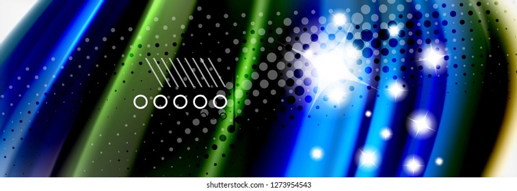Resumen de líneas de onda fluido líquido estilo arco iris rayas de color fondo. Ilustración artística vectorial para presentación, fondo de pantalla de aplicación, cartel o afiche