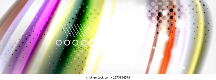 Abstrakte Wellenlinien Flüssiges Regenbogen-Stil Farbstreifen Hintergrund. Vektorgrafik zur Präsentation, App-Bildschirmhintergrund, Banner oder Poster