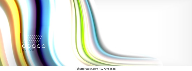 Resumen de líneas de onda fluido líquido estilo arco iris rayas de color fondo. Ilustración artística vectorial para presentación, fondo de pantalla de aplicación, cartel o afiche