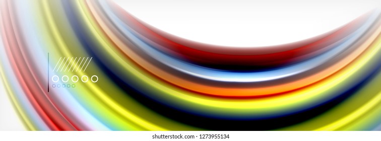 Abstract wave lines liquid fluid rainbow style color stripes background. Vector artistic illustration for presentation, app wallpaper, banner or poster
