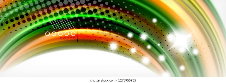 Abstract wave lines liquid fluid rainbow style color stripes background. Vector artistic illustration for presentation, app wallpaper, banner or poster