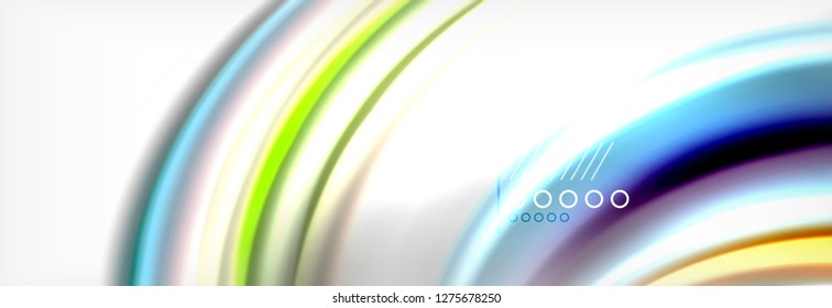 Resumen de líneas de onda fluido líquido estilo arco iris rayas de color fondo. Ilustración artística vectorial para presentación, fondo de pantalla de aplicación, cartel o afiche
