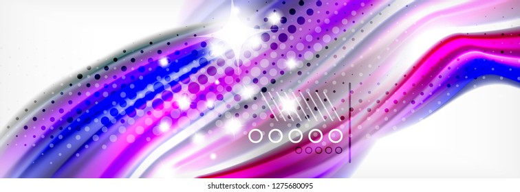 Abstract wave lines liquid fluid rainbow style color stripes background. Vector artistic illustration for presentation, app wallpaper, banner or poster