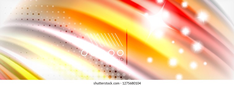 Resumen de líneas de onda fluido líquido estilo arco iris rayas de color fondo. Ilustración artística vectorial para presentación, fondo de pantalla de aplicación, cartel o afiche