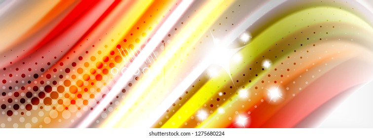 Abstract wave lines liquid fluid rainbow style color stripes background. Vector artistic illustration for presentation, app wallpaper, banner or poster