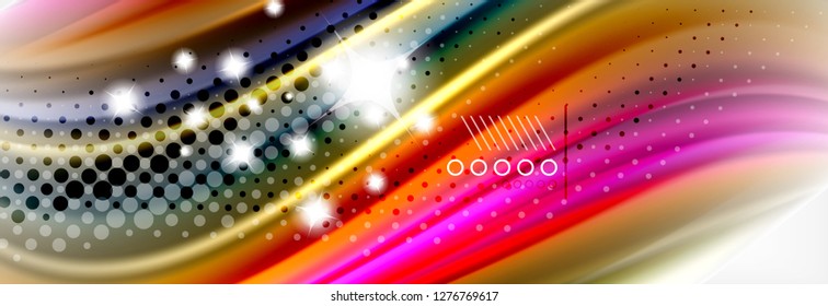 Abstrakte Wellenlinien Flüssiges Regenbogen-Stil Farbstreifen Hintergrund. Vektorgrafik zur Präsentation, App-Bildschirmhintergrund, Banner oder Poster