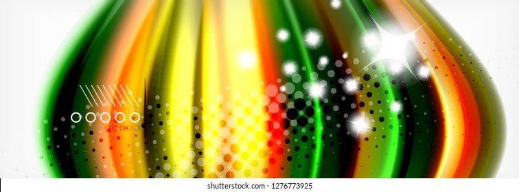 Linhas de onda abstratas fluido líquido estilo arco-íris cor listras fundo. Ilustração artística vetorial para apresentação, papel de parede do aplicativo, banner ou cartaz