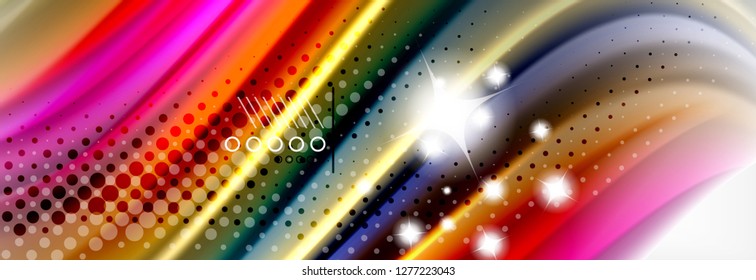 Abstrakte Wellenlinien Flüssiges Regenbogen-Stil Farbstreifen Hintergrund. Vektorgrafik zur Präsentation, App-Bildschirmhintergrund, Banner oder Poster