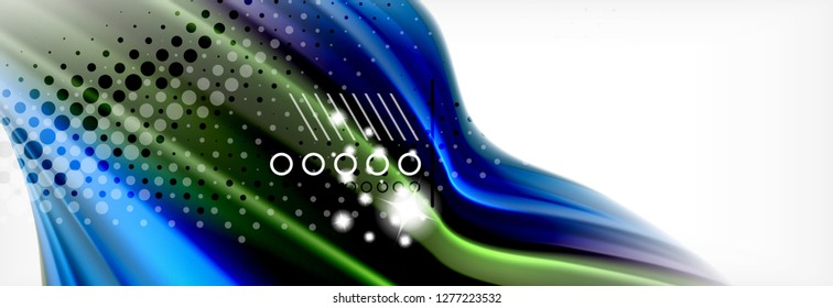 Resumen de líneas de onda fluido líquido estilo arco iris rayas de color fondo. Ilustración artística vectorial para presentación, fondo de pantalla de aplicación, cartel o afiche