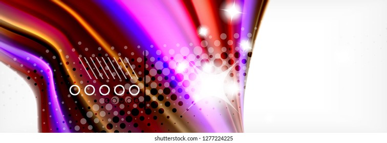 Resumen de líneas de onda fluido líquido estilo arco iris rayas de color fondo. Ilustración artística vectorial para presentación, fondo de pantalla de aplicación, cartel o afiche
