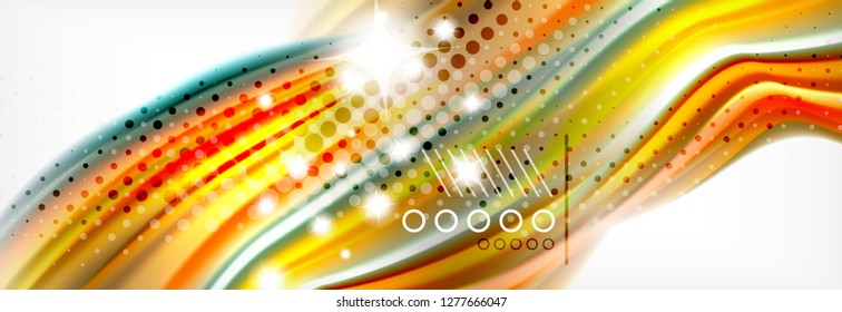 Abstract wave lines liquid fluid rainbow style color stripes background. Vector artistic illustration for presentation, app wallpaper, banner or poster
