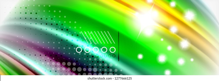 Abstract wave lines liquid fluid rainbow style color stripes background. Vector artistic illustration for presentation, app wallpaper, banner or poster