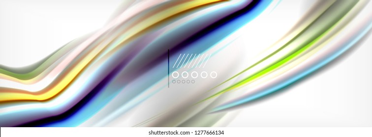 Abstract wave lines liquid fluid rainbow style color stripes background. Vector artistic illustration for presentation, app wallpaper, banner or poster