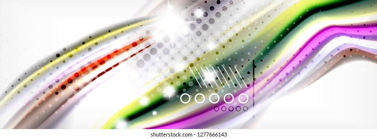 Abstrakte Wellenlinien Flüssiges Regenbogen-Stil Farbstreifen Hintergrund. Vektorgrafik zur Präsentation, App-Bildschirmhintergrund, Banner oder Poster