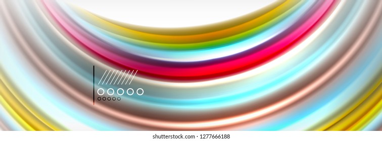 Abstrakte Wellenlinien Flüssiges Regenbogen-Stil Farbstreifen Hintergrund. Vektorgrafik zur Präsentation, App-Bildschirmhintergrund, Banner oder Poster