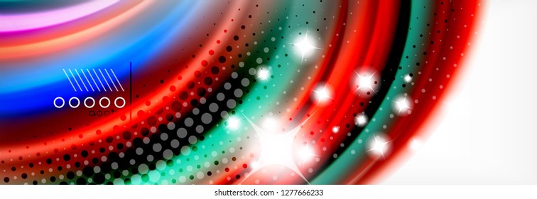 Resumen de líneas de onda fluido líquido estilo arco iris rayas de color fondo. Ilustración artística vectorial para presentación, fondo de pantalla de aplicación, cartel o afiche