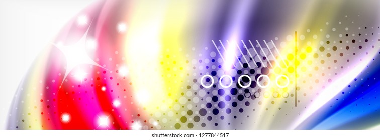 Abstract wave lines liquid fluid rainbow style color stripes background. Vector artistic illustration for presentation, app wallpaper, banner or poster