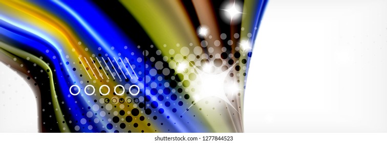 Abstract wave lines liquid fluid rainbow style color stripes background. Vector artistic illustration for presentation, app wallpaper, banner or poster