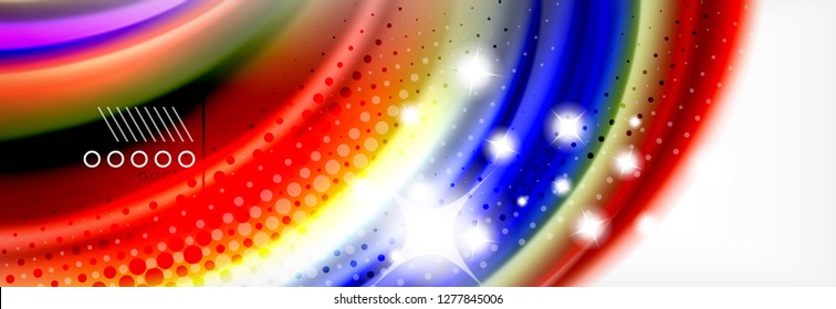Abstrakte Wellenlinien Flüssiges Regenbogen-Stil Farbstreifen Hintergrund. Vektorgrafik zur Präsentation, App-Bildschirmhintergrund, Banner oder Poster