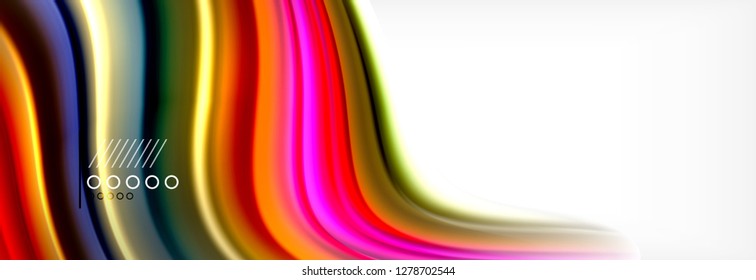 Resumen de líneas de onda fluido líquido estilo arco iris rayas de color fondo. Ilustración artística vectorial para presentación, fondo de pantalla de aplicación, cartel o afiche