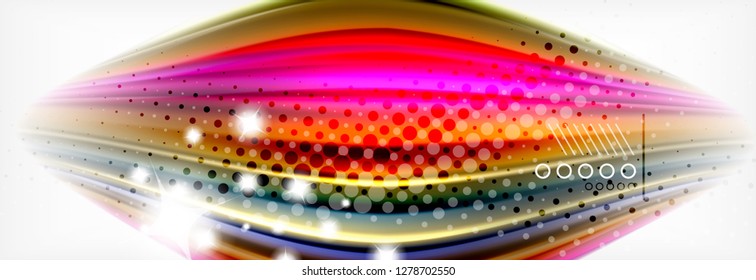 Resumen de líneas de onda fluido líquido estilo arco iris rayas de color fondo. Ilustración artística vectorial para presentación, fondo de pantalla de aplicación, cartel o afiche