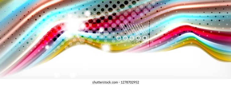 Abstract wave lines liquid fluid rainbow style color stripes background. Vector artistic illustration for presentation, app wallpaper, banner or poster