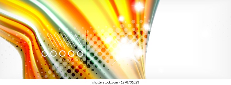 Abstract wave lines liquid fluid rainbow style color stripes background. Vector artistic illustration for presentation, app wallpaper, banner or poster