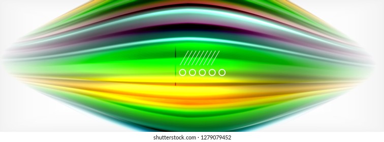 Resumen de líneas de onda fluido líquido estilo arco iris rayas de color fondo. Ilustración artística vectorial para presentación, fondo de pantalla de aplicación, cartel o afiche