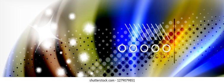 Resumen de líneas de onda fluido líquido estilo arco iris rayas de color fondo. Ilustración artística vectorial para presentación, fondo de pantalla de aplicación, cartel o afiche