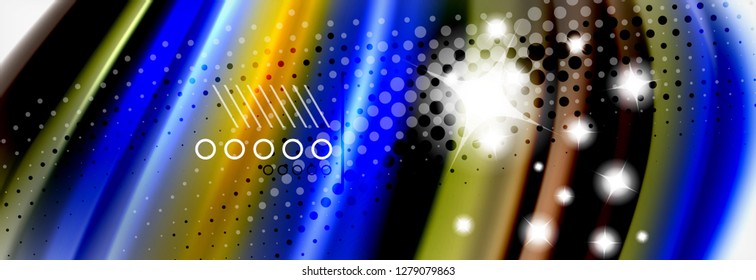 Resumen de líneas de onda fluido líquido estilo arco iris rayas de color fondo. Ilustración artística vectorial para presentación, fondo de pantalla de aplicación, cartel o afiche
