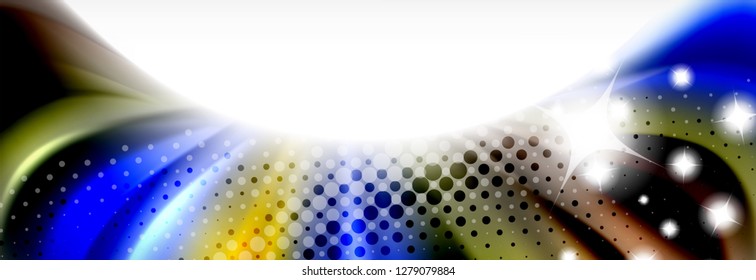 Resumen de líneas de onda fluido líquido estilo arco iris rayas de color fondo. Ilustración artística vectorial para presentación, fondo de pantalla de aplicación, cartel o afiche