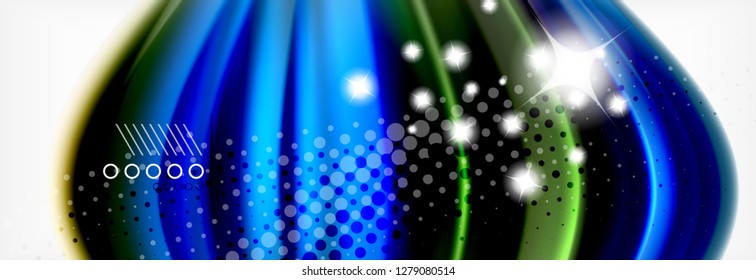 Resumen de líneas de onda fluido líquido estilo arco iris rayas de color fondo. Ilustración artística vectorial para presentación, fondo de pantalla de aplicación, cartel o afiche