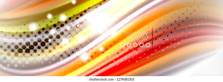 Abstract wave lines liquid fluid rainbow style color stripes background. Vector artistic illustration for presentation, app wallpaper, banner or poster