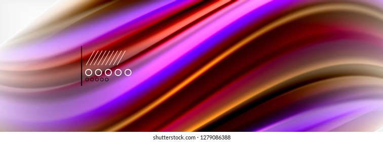 Resumen de líneas de onda fluido líquido estilo arco iris rayas de color fondo. Ilustración artística vectorial para presentación, fondo de pantalla de aplicación, cartel o afiche