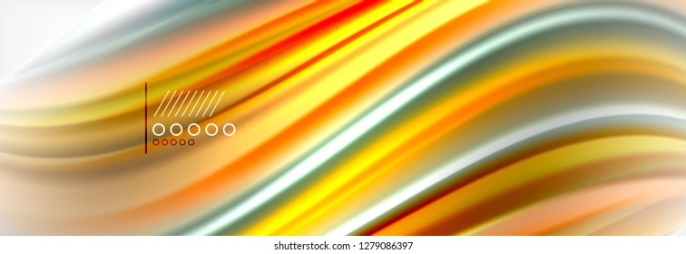 Resumen de líneas de onda fluido líquido estilo arco iris rayas de color fondo. Ilustración artística vectorial para presentación, fondo de pantalla de aplicación, cartel o afiche