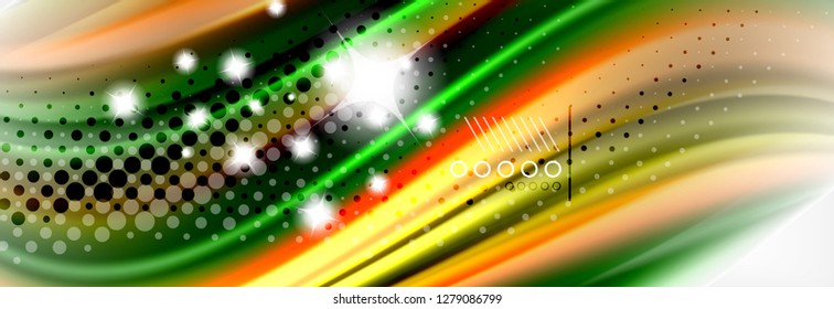 Resumen de líneas de onda fluido líquido estilo arco iris rayas de color fondo. Ilustración artística vectorial para presentación, fondo de pantalla de aplicación, cartel o afiche