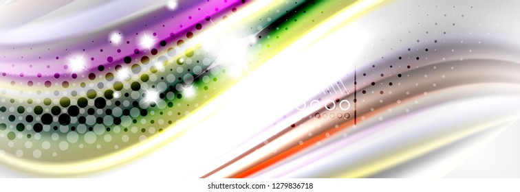 Abstract wave lines liquid fluid rainbow style color stripes background. Vector artistic illustration for presentation, app wallpaper, banner or poster