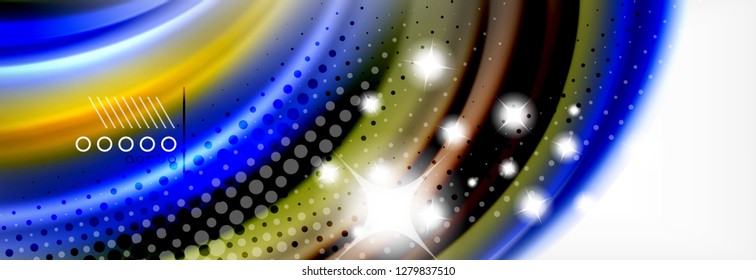 Abstract wave lines liquid fluid rainbow style color stripes background. Vector artistic illustration for presentation, app wallpaper, banner or poster