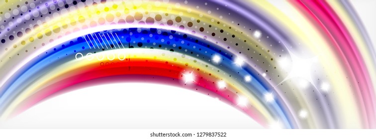 Abstract wave lines liquid fluid rainbow style color stripes background. Vector artistic illustration for presentation, app wallpaper, banner or poster