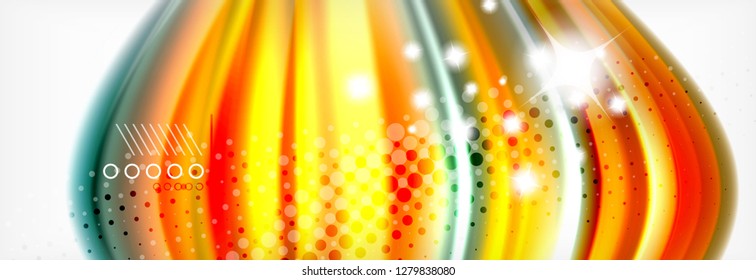 Abstract wave lines liquid fluid rainbow style color stripes background. Vector artistic illustration for presentation, app wallpaper, banner or poster