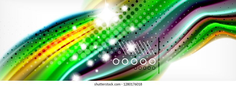 Abstract wave lines liquid fluid rainbow style color stripes background. Vector artistic illustration for presentation, app wallpaper, banner or poster