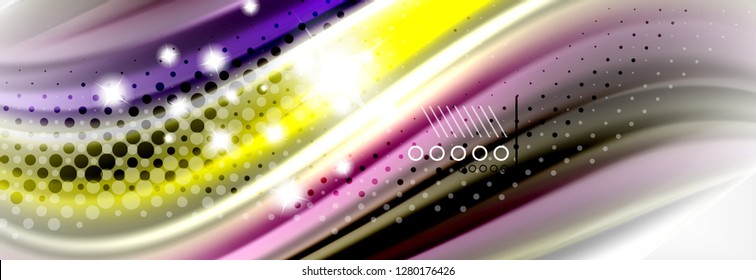Abstract wave lines liquid fluid rainbow style color stripes background. Vector artistic illustration for presentation, app wallpaper, banner or poster