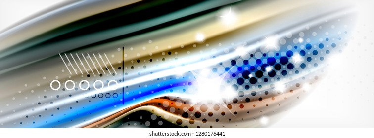 Abstract wave lines liquid fluid rainbow style color stripes background. Vector artistic illustration for presentation, app wallpaper, banner or poster