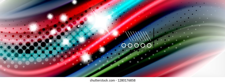 Abstract wave lines liquid fluid rainbow style color stripes background. Vector artistic illustration for presentation, app wallpaper, banner or poster