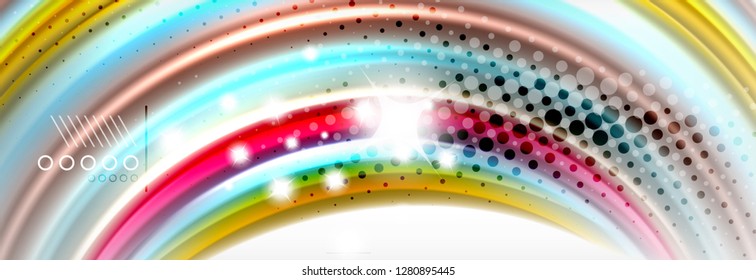 Abstract wave lines liquid fluid rainbow style color stripes background. Vector artistic illustration for presentation, app wallpaper, banner or poster