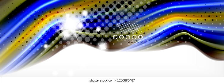 Resumen de líneas de onda fluido líquido estilo arco iris rayas de color fondo. Ilustración artística vectorial para presentación, fondo de pantalla de aplicación, cartel o afiche