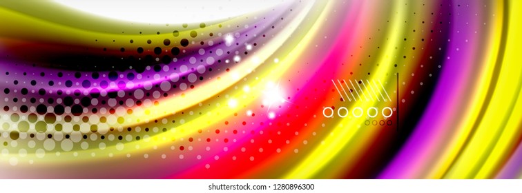 Abstract wave lines liquid fluid rainbow style color stripes background. Vector artistic illustration for presentation, app wallpaper, banner or poster