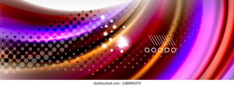Abstract wave lines liquid fluid rainbow style color stripes background. Vector artistic illustration for presentation, app wallpaper, banner or poster